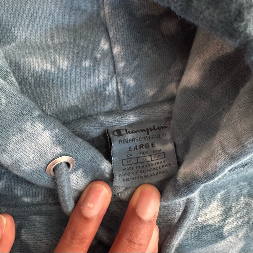 Champion Reverse Weave Tie Dye Hoodie Big “C” Logo Pullover Large - Picture 6 of 7